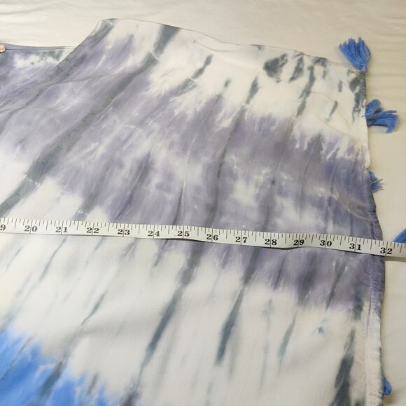 Surf Gypsy Blue Tassel Tie Dye Lightweight Sheer Swim Cover Up Tunic Small Boho - Picture 10 of 12